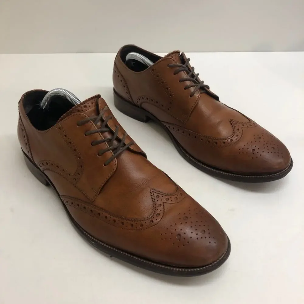 VERY GOOD Cole Haan Benton Brown Leather Brogued Wingtip Derby Men's Size 10